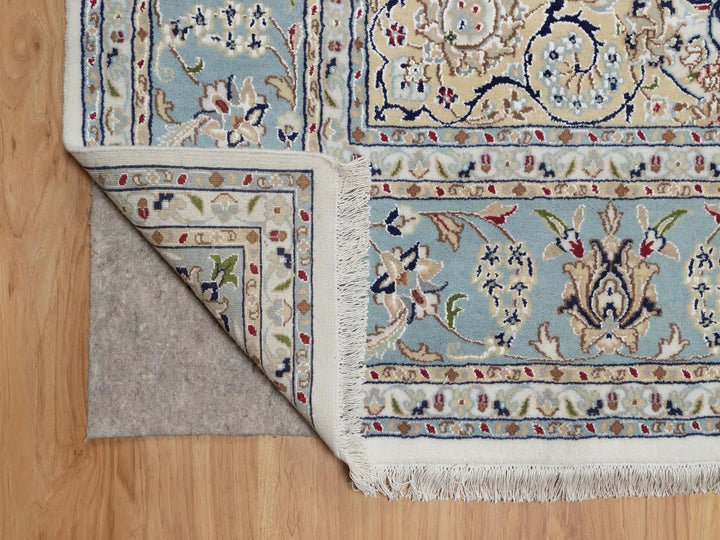 8'0" x 10'4" New Hand Knotted Ivory Wool & Silk Rectangle Oriental Rug - MOA10292101