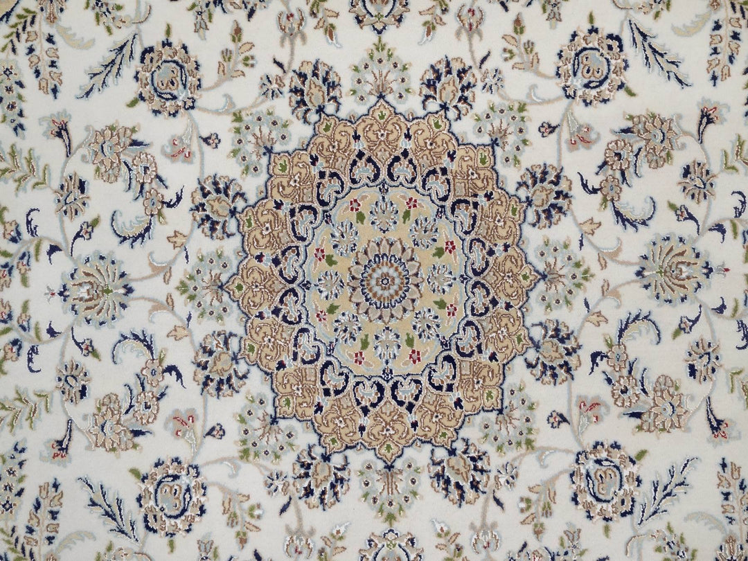 8'0" x 10'4" New Hand Knotted Ivory Wool & Silk Rectangle Oriental Rug - MOA10292101