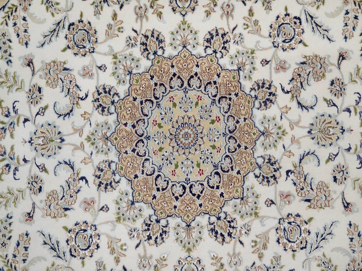 8'0" x 10'4" New Hand Knotted Ivory Wool & Silk Rectangle Oriental Rug - MOA10292101