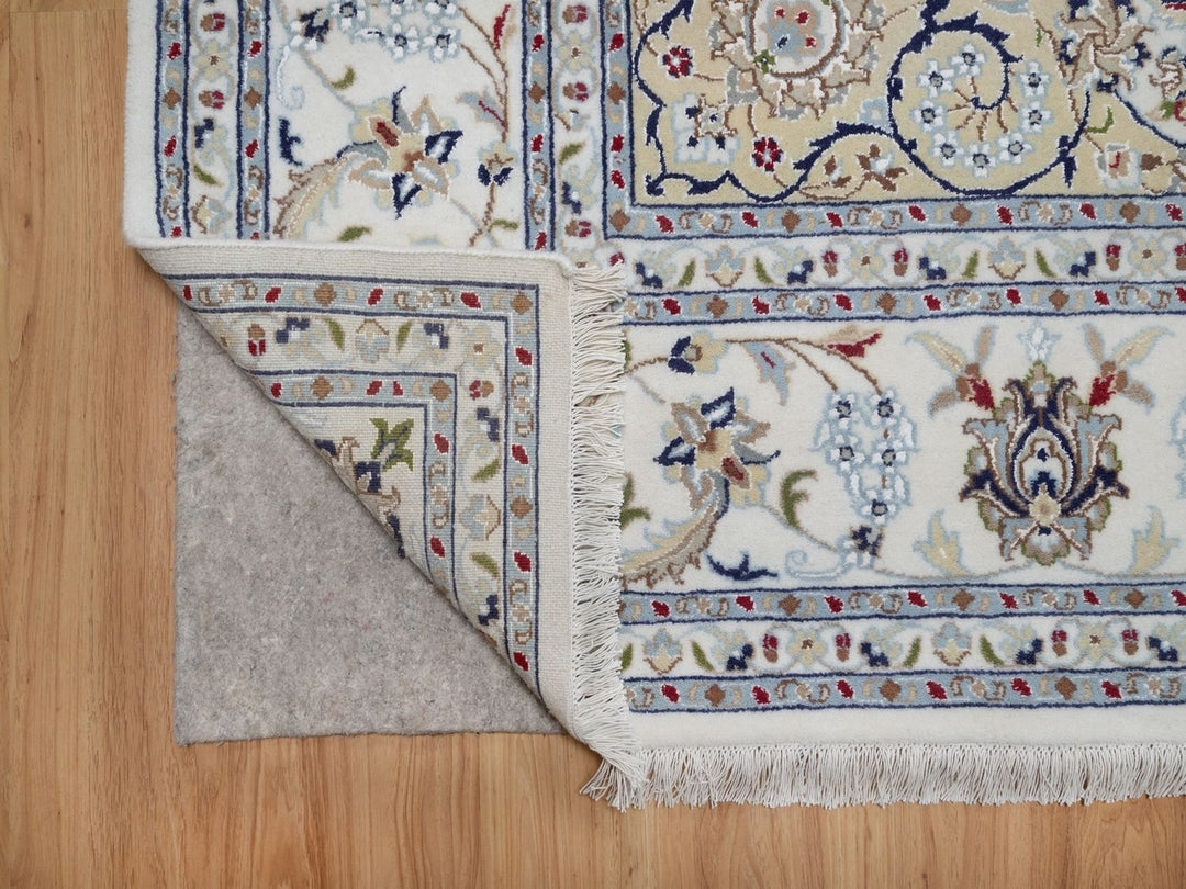 8'3" x 10'2" New Hand Knotted Ivory Wool & Silk Rectangle Oriental Rug - MOA10292102