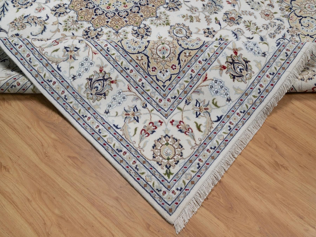 8'3" x 10'2" New Hand Knotted Ivory Wool & Silk Rectangle Oriental Rug - MOA10292102