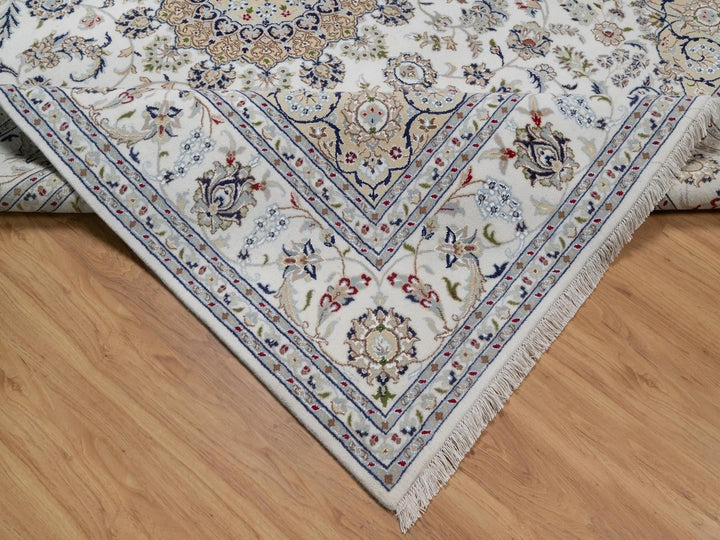 8'3" x 10'2" New Hand Knotted Ivory Wool & Silk Rectangle Oriental Rug - MOA10292102