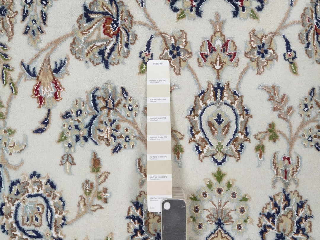 5'11" x 9'2" New Hand Knotted Ivory Wool & Silk Rectangle Oriental Rug - MOA10292103