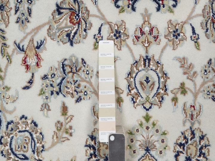 5'11" x 9'2" New Hand Knotted Ivory Wool & Silk Rectangle Oriental Rug - MOA10292103