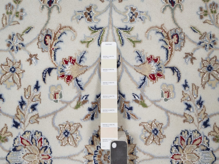 6'7" x 6'10" New Hand Knotted Ivory Wool & Silk Square Oriental Rug - MOA10292105