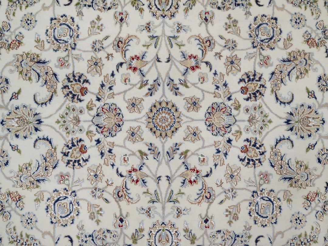 6'7" x 6'10" New Hand Knotted Ivory Wool & Silk Square Oriental Rug - MOA10292105