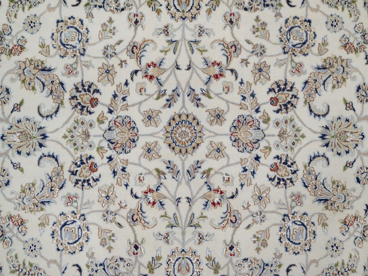 6'7" x 6'10" New Hand Knotted Ivory Wool & Silk Square Oriental Rug - MOA10292105