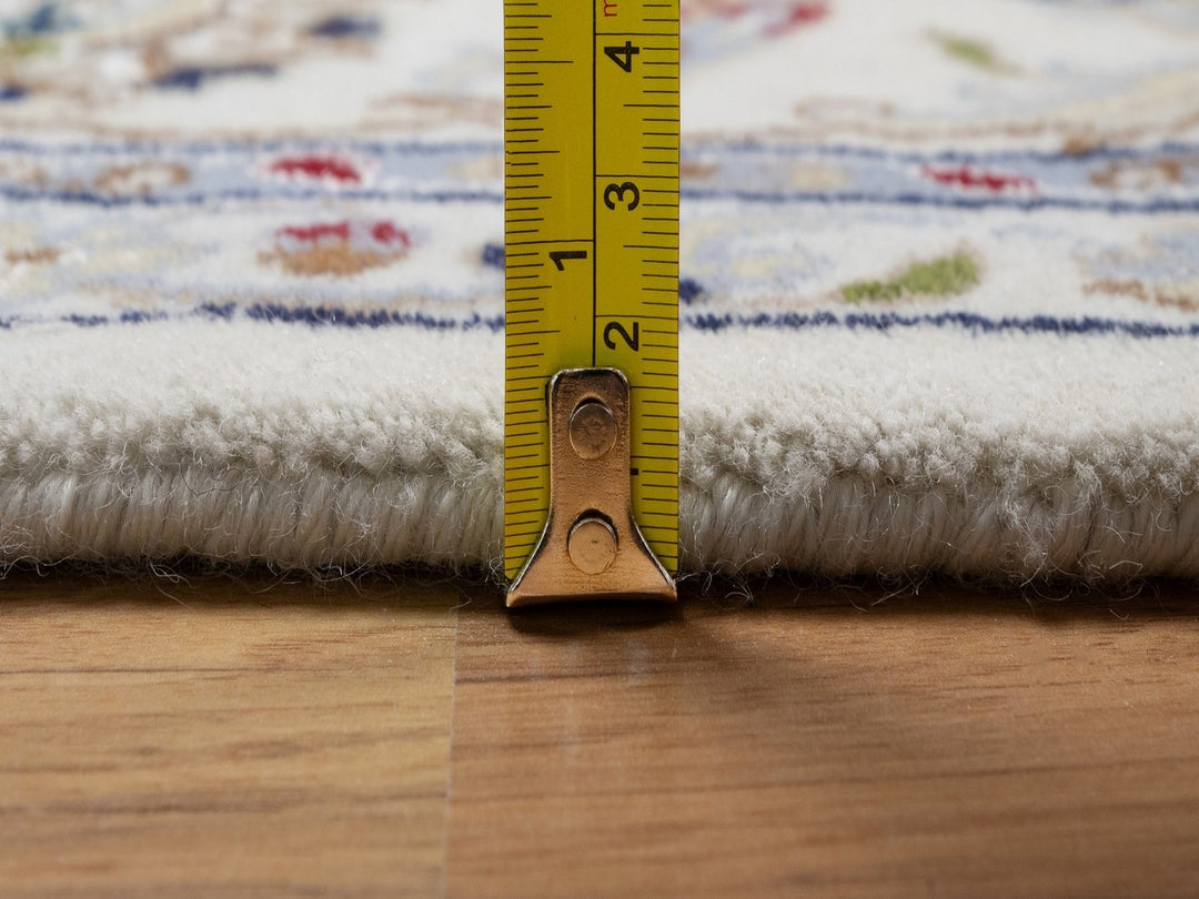 6'7" x 6'10" New Hand Knotted Ivory Wool & Silk Square Oriental Rug - MOA10292105