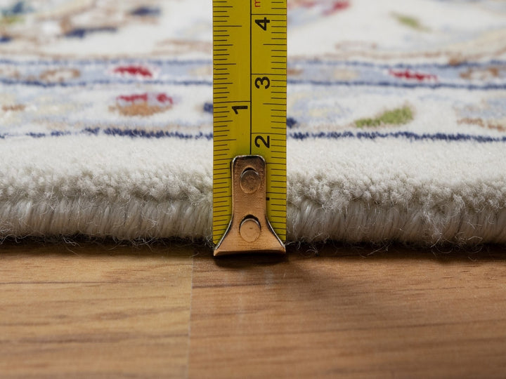 6'7" x 6'10" New Hand Knotted Ivory Wool & Silk Square Oriental Rug - MOA10292105