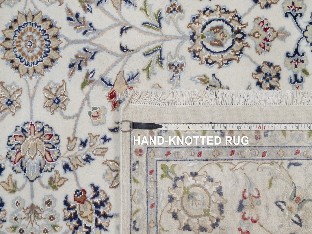 6'7" x 6'10" New Hand Knotted Ivory Wool & Silk Square Oriental Rug - MOA10292105