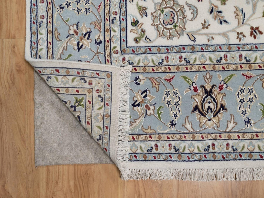 8'2" x 10'4" New Hand Knotted Ivory Wool & Silk Rectangle Oriental Rug - MOA10292106