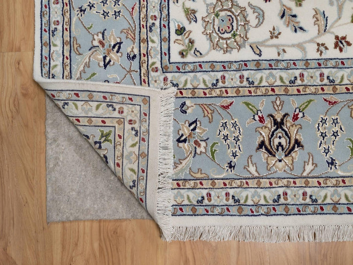 8'2" x 10'4" New Hand Knotted Ivory Wool & Silk Rectangle Oriental Rug - MOA10292106