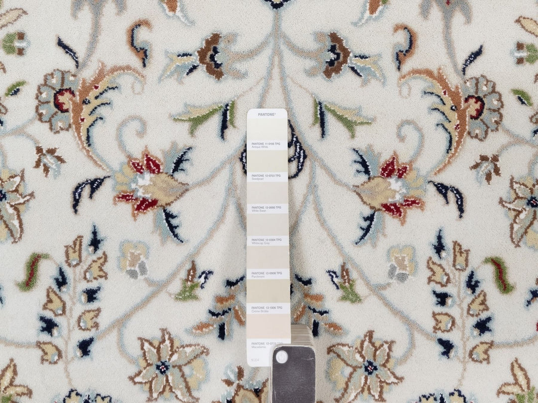 8'2" x 10'4" New Hand Knotted Ivory Wool & Silk Rectangle Oriental Rug - MOA10292106