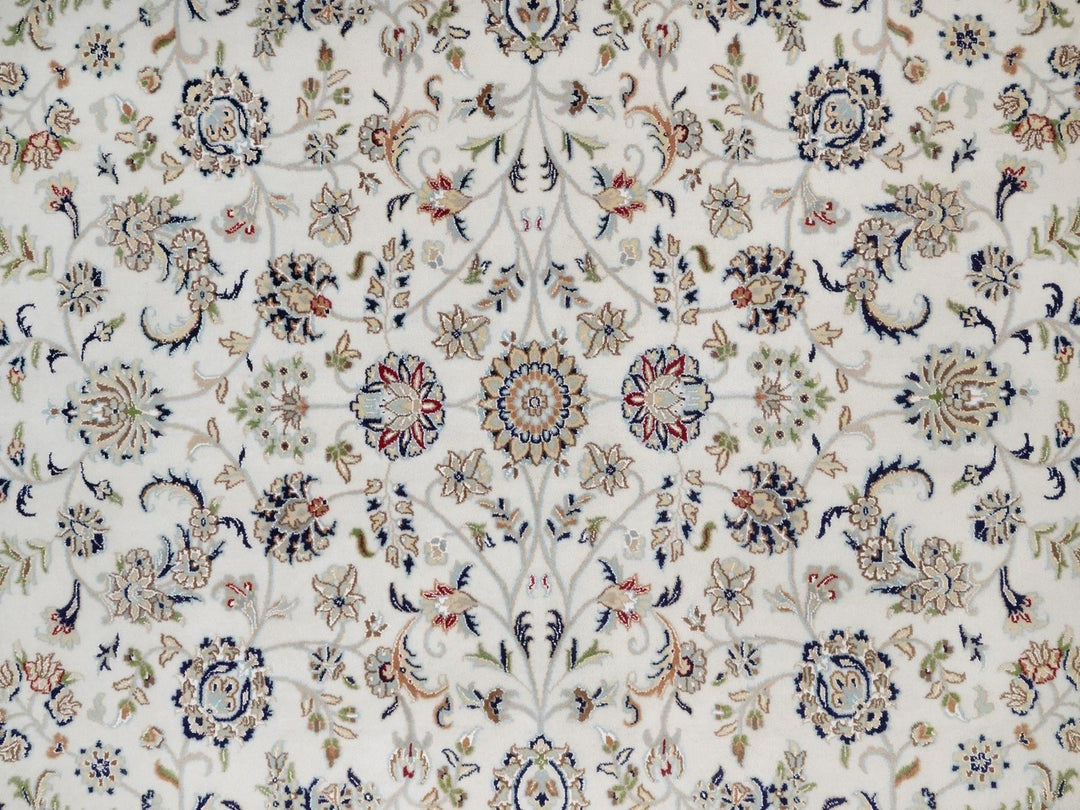 8'2" x 10'4" New Hand Knotted Ivory Wool & Silk Rectangle Oriental Rug - MOA10292106