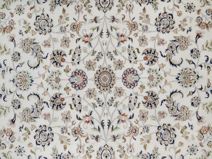 8'2" x 10'4" New Hand Knotted Ivory Wool & Silk Rectangle Oriental Rug - MOA10292106