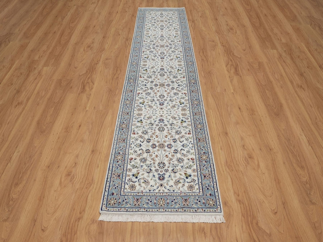 2'10" x 12'3" New Hand Knotted Ivory Wool & Silk Runner Oriental Rug - MOA10292107