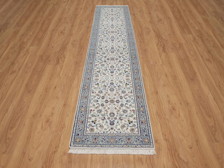 2'10" x 12'3" New Hand Knotted Ivory Wool & Silk Runner Oriental Rug - MOA10292107