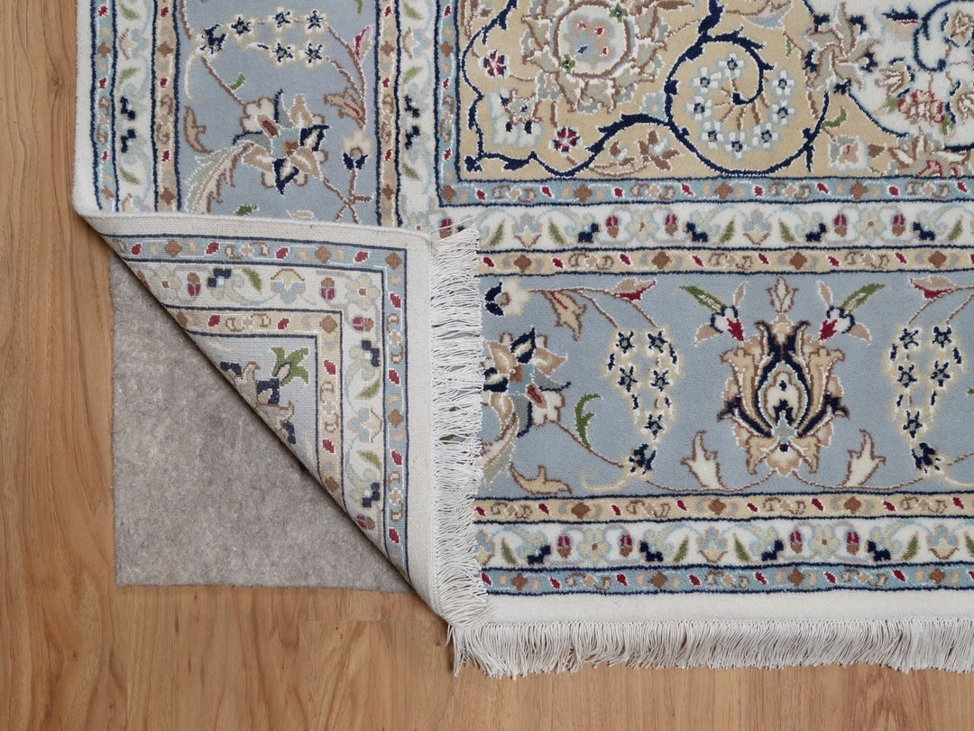 8'3" x 10'2" New Hand Knotted Ivory Wool & Silk Rectangle Oriental Rug - MOA10292109