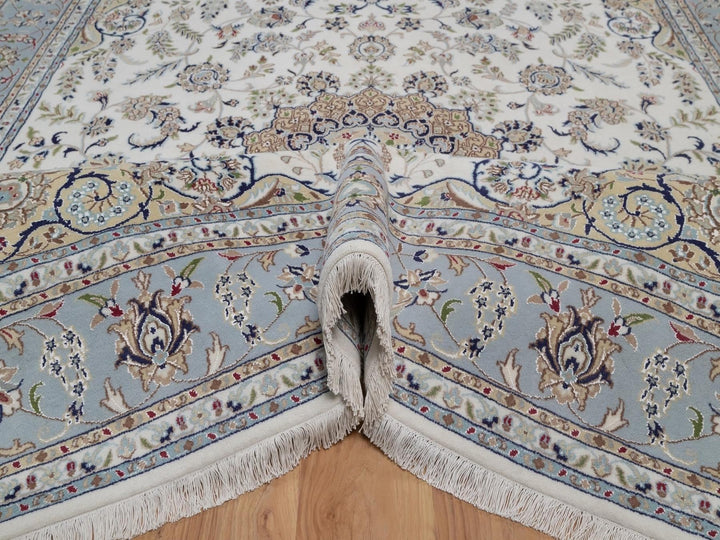 8'3" x 10'2" New Hand Knotted Ivory Wool & Silk Rectangle Oriental Rug - MOA10292109