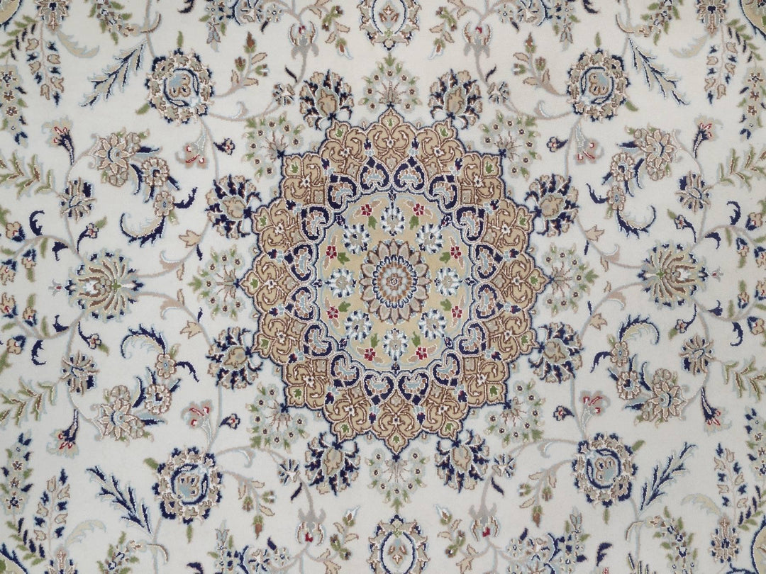 8'3" x 10'2" New Hand Knotted Ivory Wool & Silk Rectangle Oriental Rug - MOA10292109