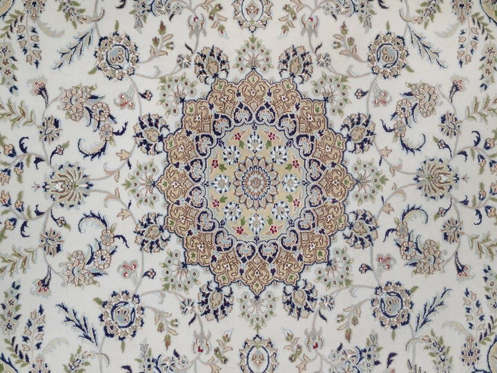 8'3" x 10'2" New Hand Knotted Ivory Wool & Silk Rectangle Oriental Rug - MOA10292109