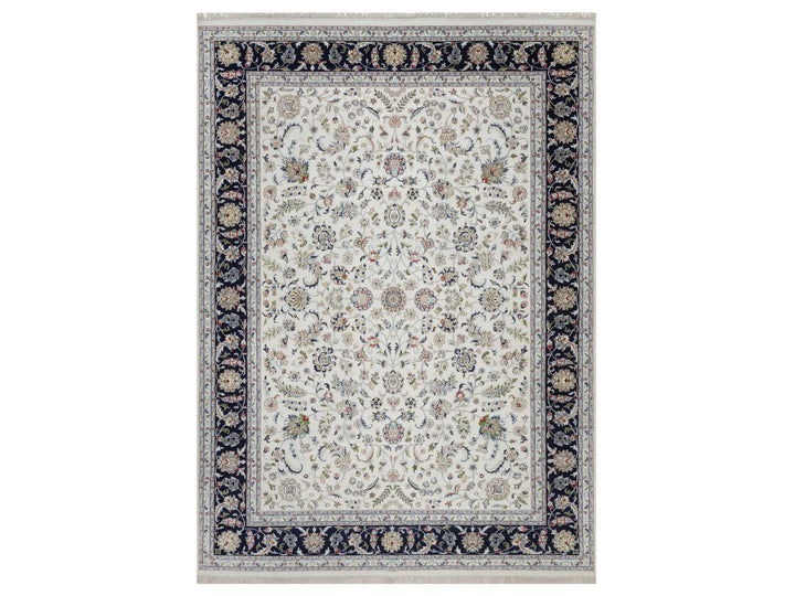 8'9" x 12'2" New Hand Knotted Ivory Wool & Silk Rectangle Oriental Rug - MOA10292110