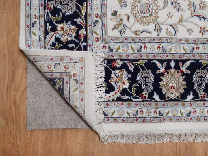 8'9" x 12'2" New Hand Knotted Ivory Wool & Silk Rectangle Oriental Rug - MOA10292110