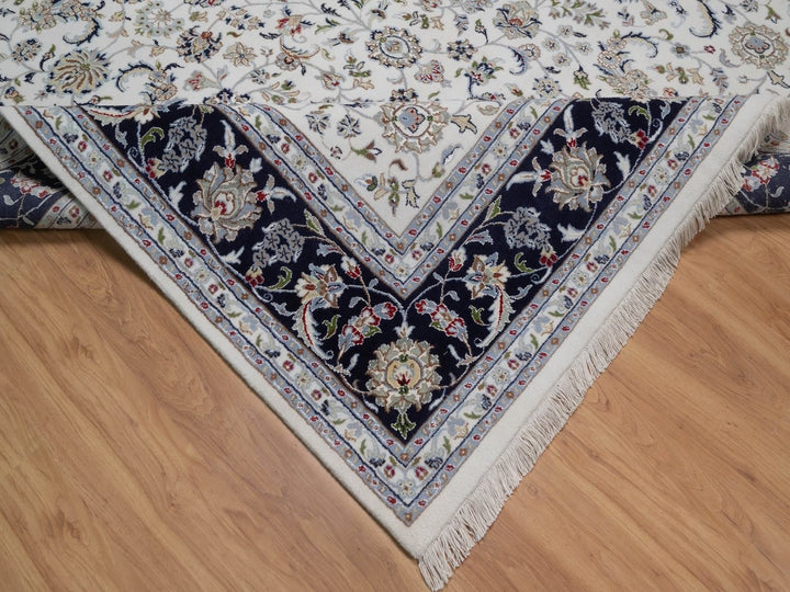 8'9" x 12'2" New Hand Knotted Ivory Wool & Silk Rectangle Oriental Rug - MOA10292110