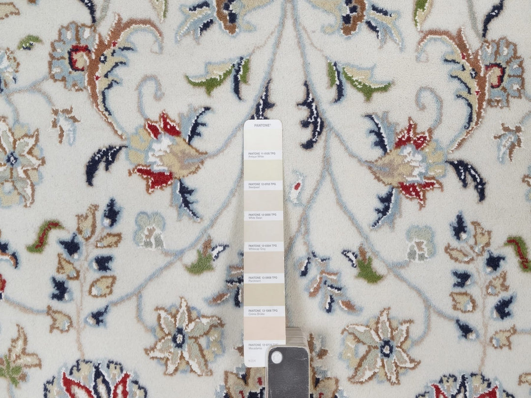 8'9" x 12'2" New Hand Knotted Ivory Wool & Silk Rectangle Oriental Rug - MOA10292110