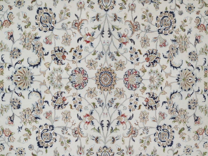 8'9" x 12'2" New Hand Knotted Ivory Wool & Silk Rectangle Oriental Rug - MOA10292110