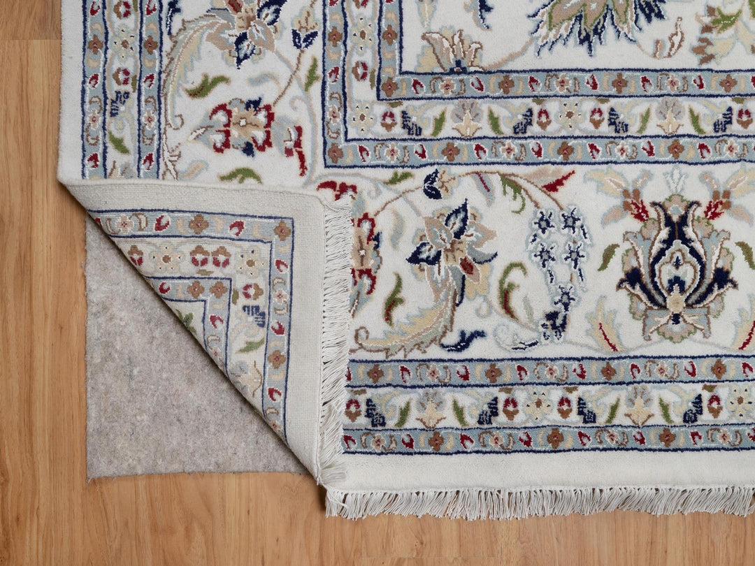 9'10" x 10'2" New Hand Knotted Ivory Wool & Silk Square Oriental Rug - MOA10292111