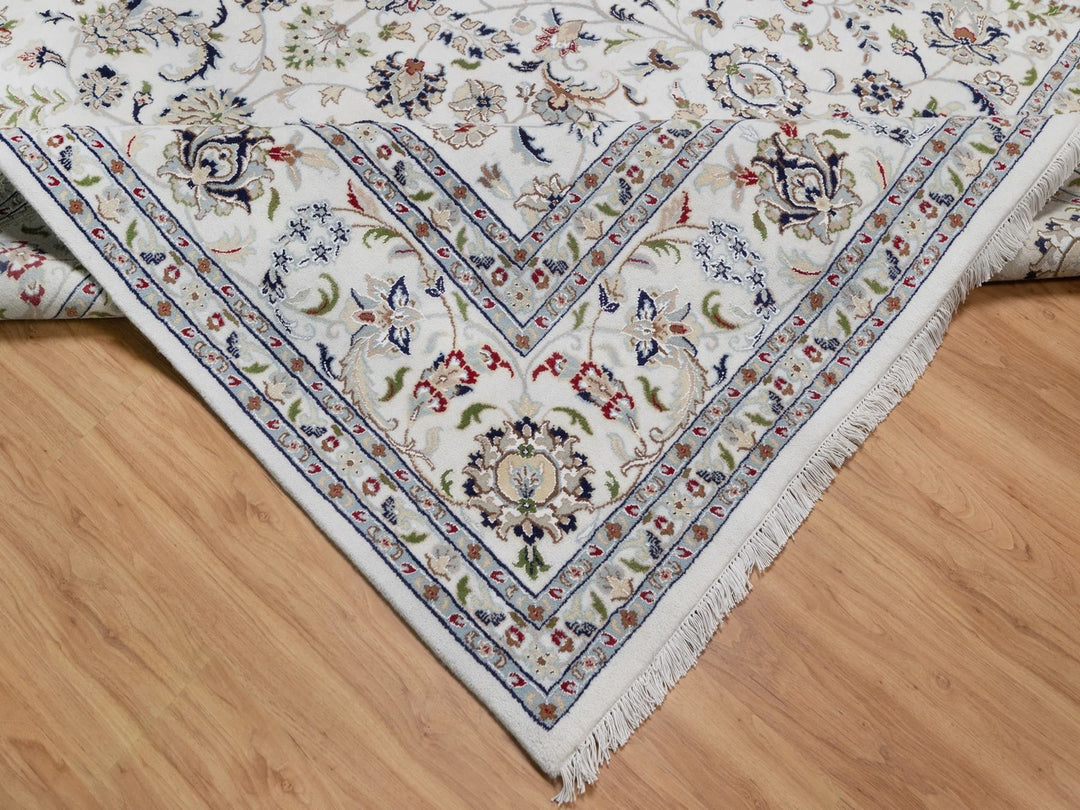 9'10" x 10'2" New Hand Knotted Ivory Wool & Silk Square Oriental Rug - MOA10292111