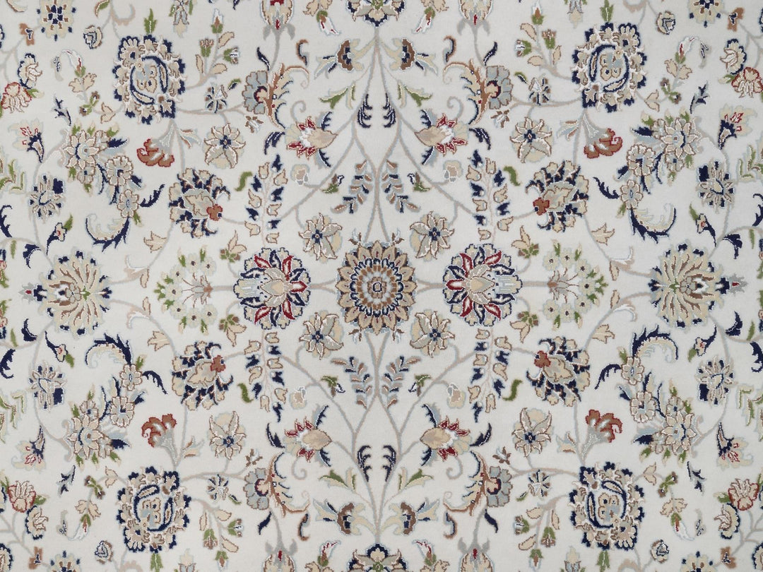 9'10" x 10'2" New Hand Knotted Ivory Wool & Silk Square Oriental Rug - MOA10292111