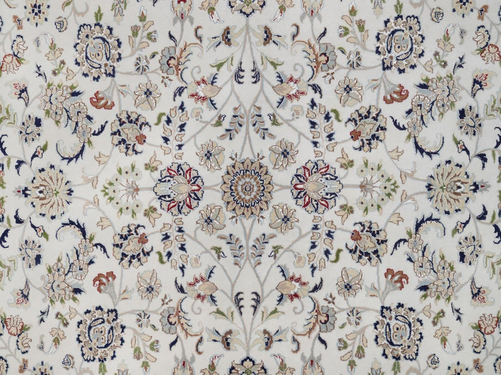 9'10" x 10'2" New Hand Knotted Ivory Wool & Silk Square Oriental Rug - MOA10292111