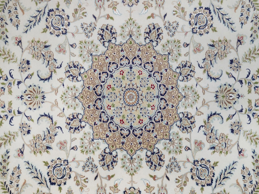 8'11" x 12'0" New Hand Knotted Ivory Wool & Silk Rectangle Oriental Rug - MOA10292112