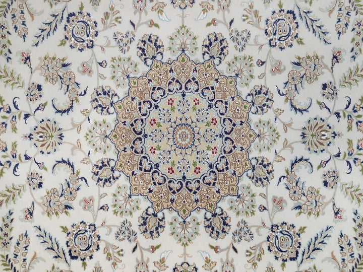 8'11" x 12'0" New Hand Knotted Ivory Wool & Silk Rectangle Oriental Rug - MOA10292112