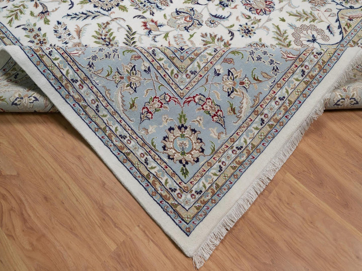 11'8" x 15'5" New Hand Knotted Ivory Wool & Silk Rectangle Oriental Rug - MOA10292113