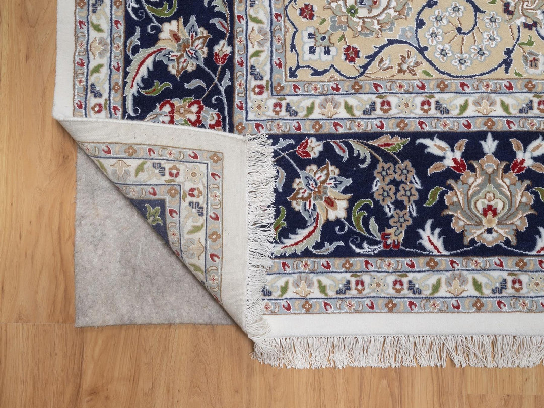 10'2" x 14'1" New Hand Knotted Ivory Wool & Silk Rectangle Oriental Rug - MOA10292114