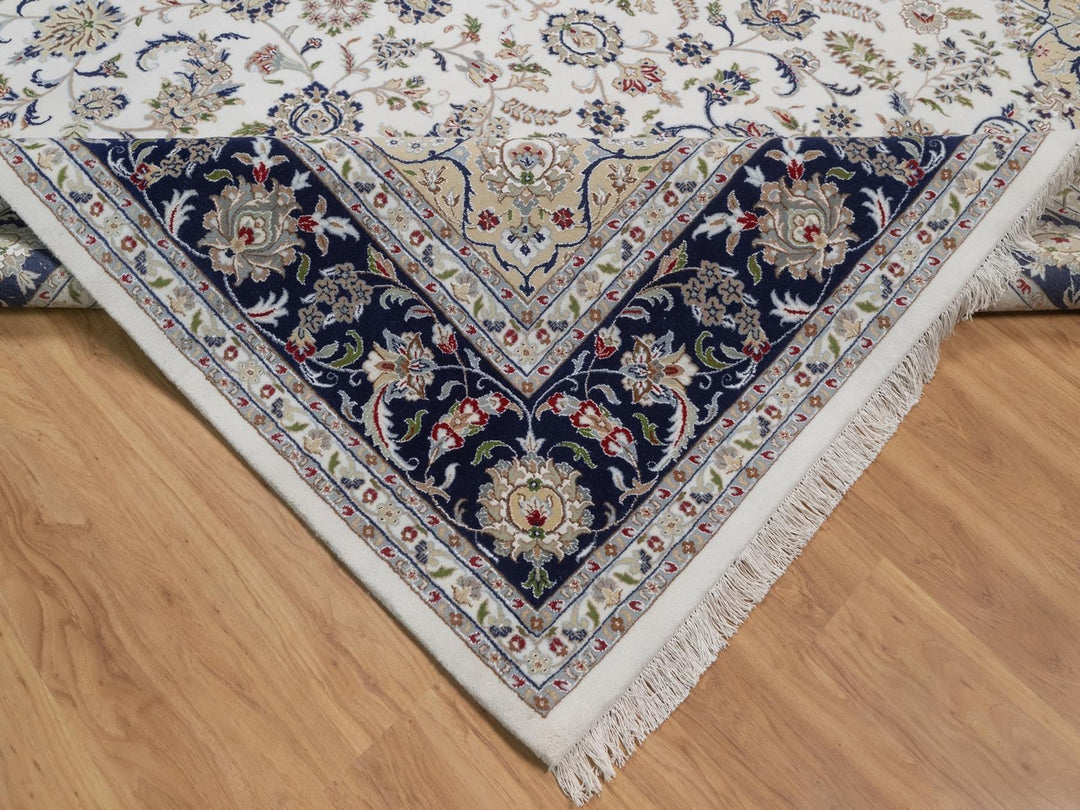 10'2" x 14'1" New Hand Knotted Ivory Wool & Silk Rectangle Oriental Rug - MOA10292114