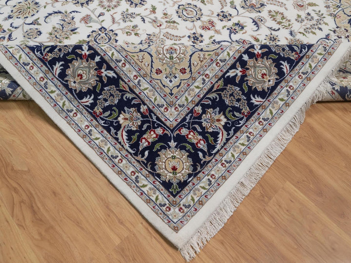 10'2" x 14'1" New Hand Knotted Ivory Wool & Silk Rectangle Oriental Rug - MOA10292114