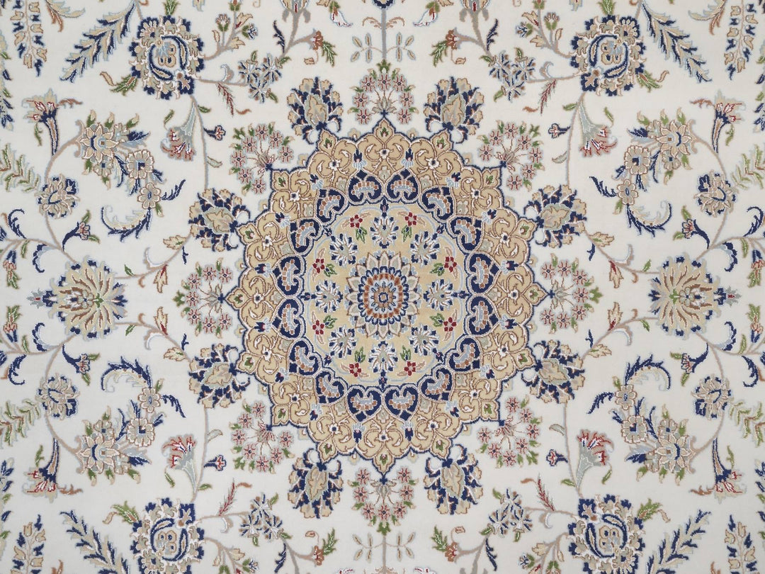 10'2" x 14'1" New Hand Knotted Ivory Wool & Silk Rectangle Oriental Rug - MOA10292114