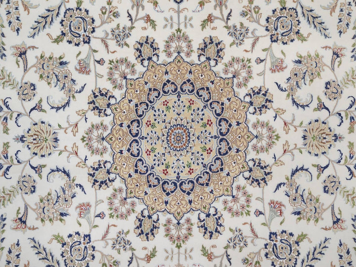 10'2" x 14'1" New Hand Knotted Ivory Wool & Silk Rectangle Oriental Rug - MOA10292114