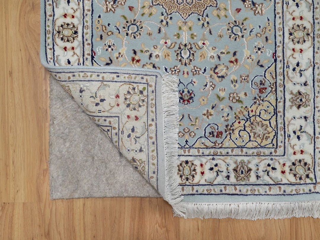 2'9" x 14'1" New Hand Knotted Blue Wool & Silk Runner Oriental Rug - MOA10292115