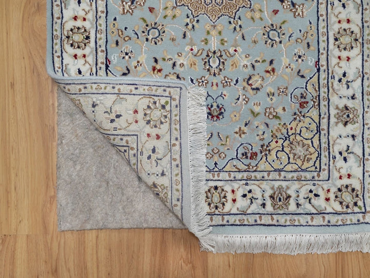 2'9" x 14'1" New Hand Knotted Blue Wool & Silk Runner Oriental Rug - MOA10292115