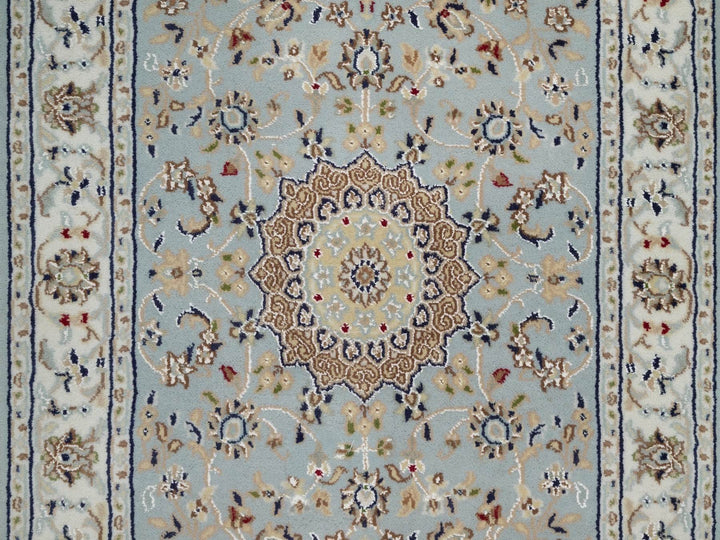 2'9" x 14'1" New Hand Knotted Blue Wool & Silk Runner Oriental Rug - MOA10292115