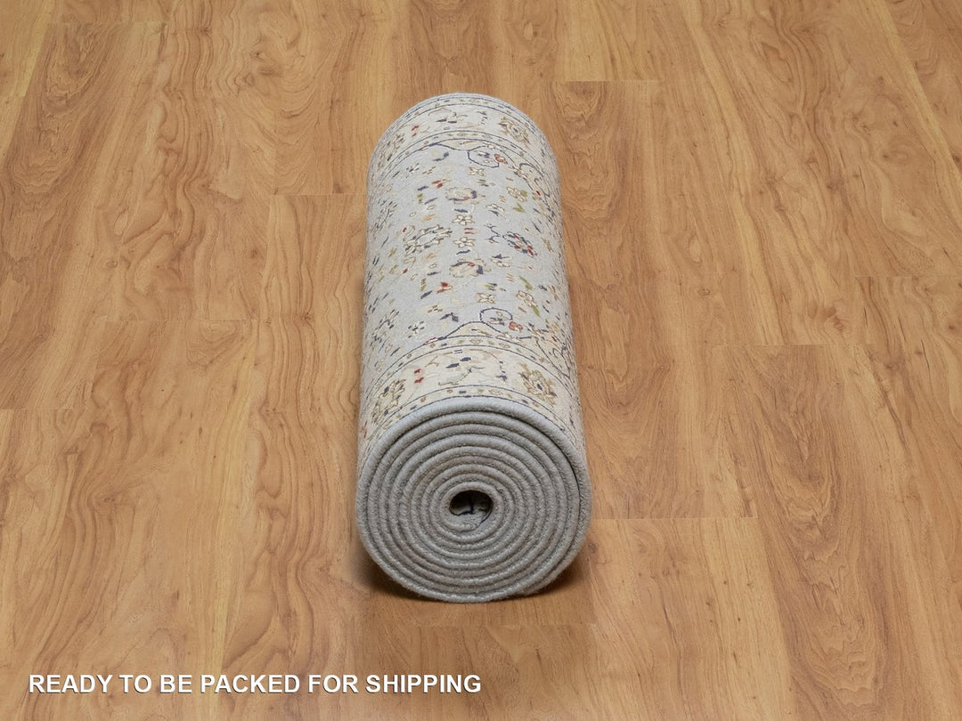 2'9" x 14'1" New Hand Knotted Blue Wool & Silk Runner Oriental Rug - MOA10292115