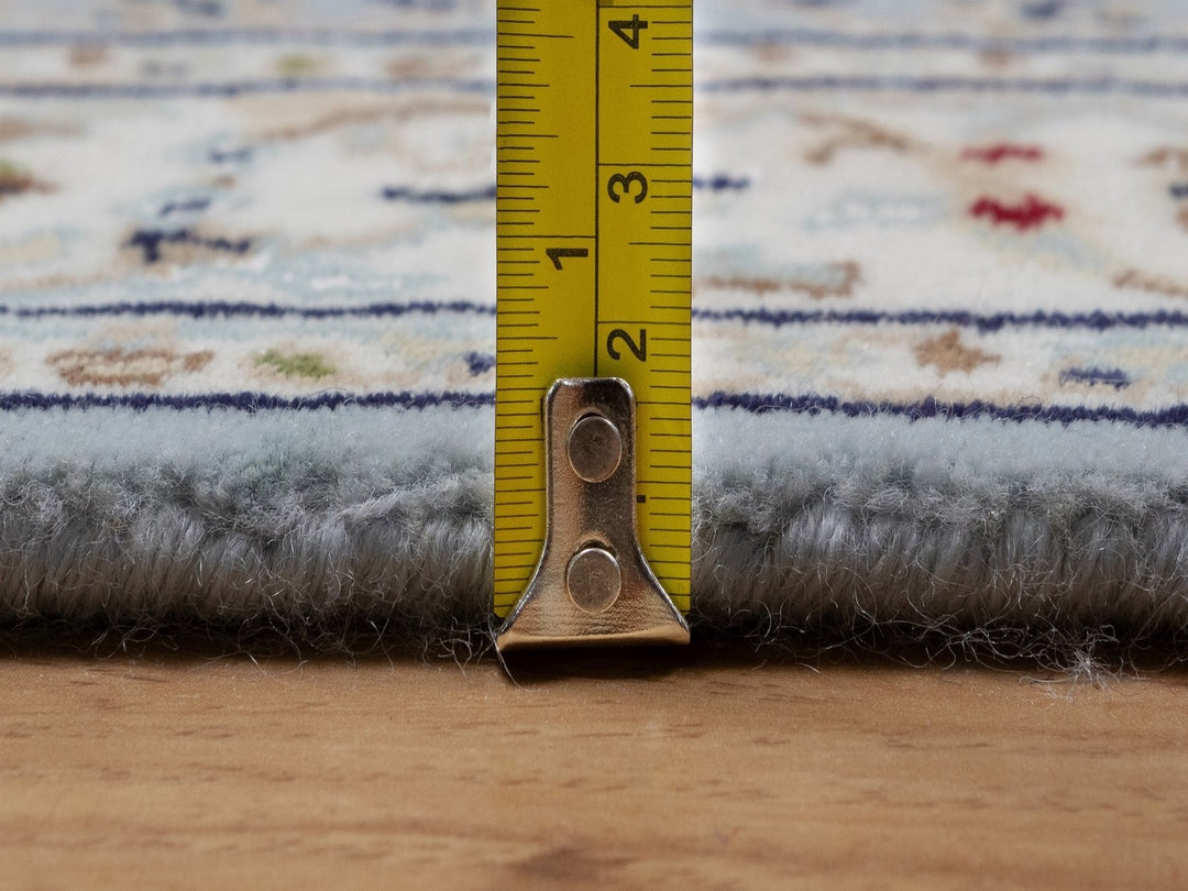 2'9" x 14'1" New Hand Knotted Blue Wool & Silk Runner Oriental Rug - MOA10292115