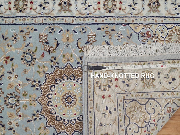 2'9" x 14'1" New Hand Knotted Blue Wool & Silk Runner Oriental Rug - MOA10292115