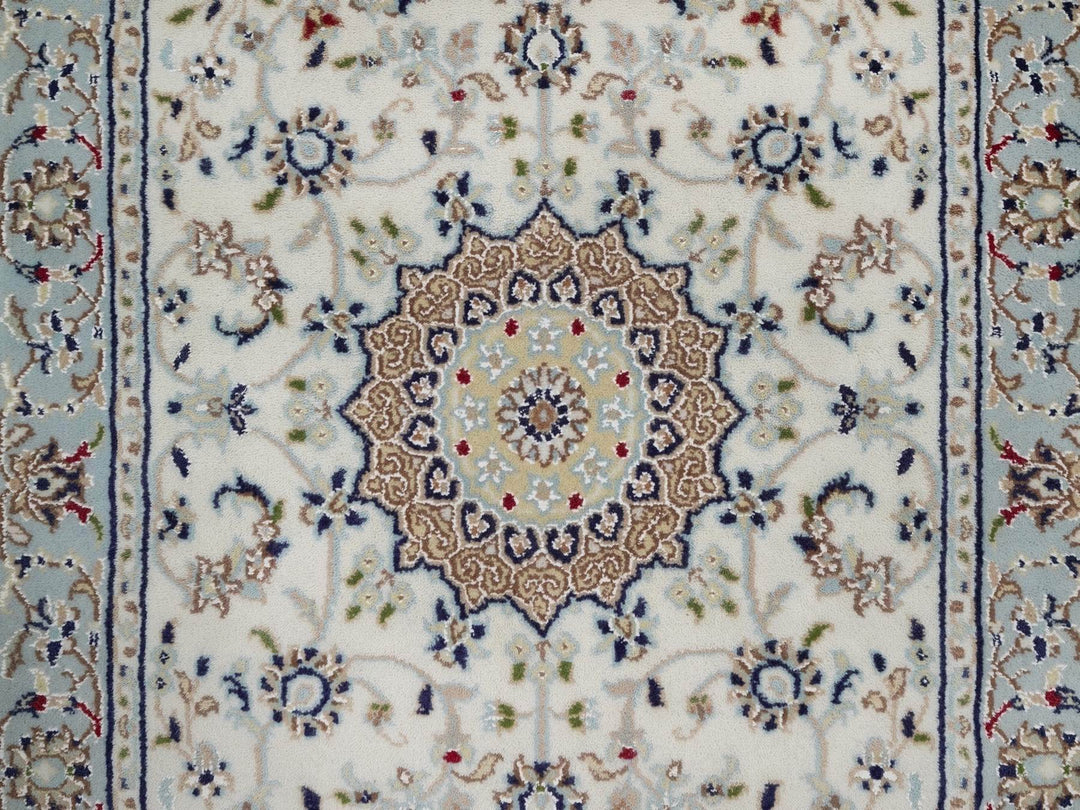 2'9" x 6'5" New Hand Knotted Ivory Wool & Silk Runner Oriental Rug - MOA10292116