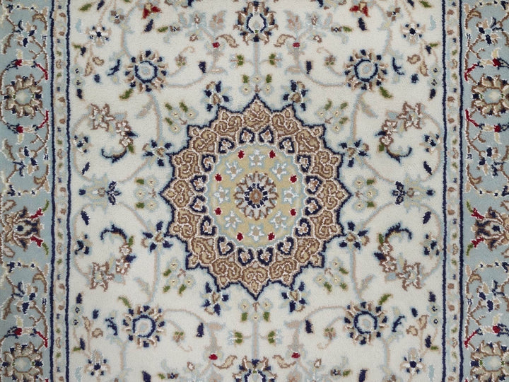 2'9" x 6'5" New Hand Knotted Ivory Wool & Silk Runner Oriental Rug - MOA10292116